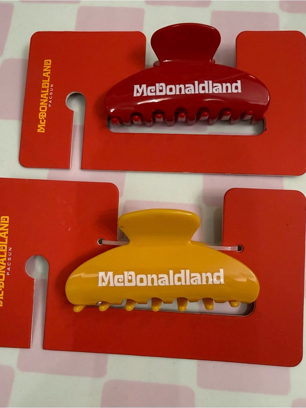 PacSun McDonaldland Hair Claw Clips - Red & Yellow NEW